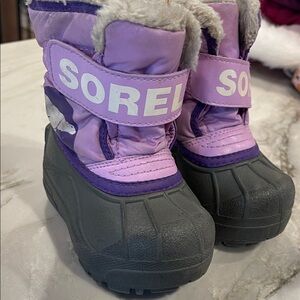 Sorel Lilac and Charcoal Snow Boots